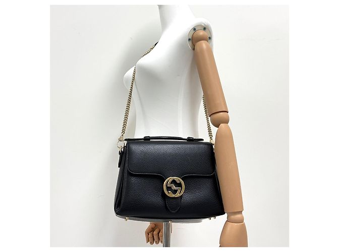 Gucci Borsa a tracolla con catena e manico superiore Interlocking Nera Nero - vista 3