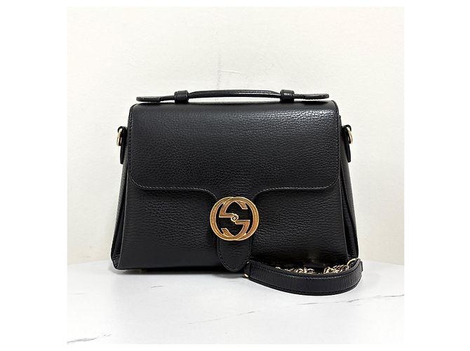 Gucci Borsa a tracolla con catena e manico superiore Interlocking Nera Nero - vista 6