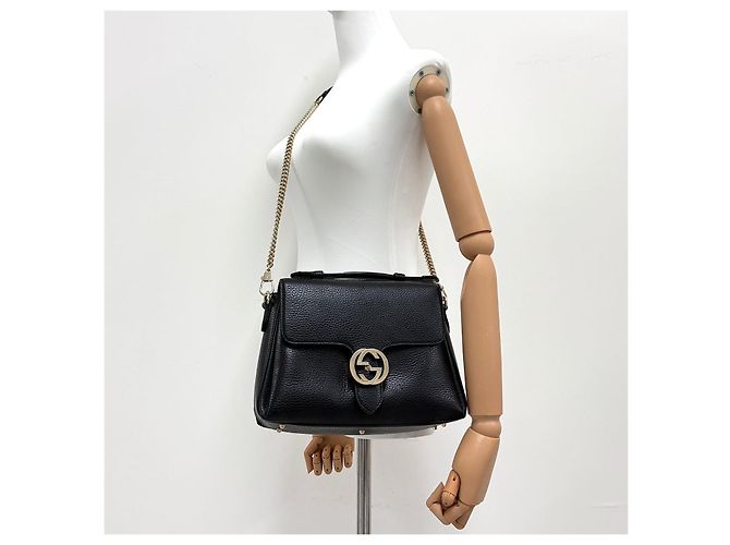 Gucci Borsa a tracolla con catena e manico superiore Interlocking Nera Nero - vista 2