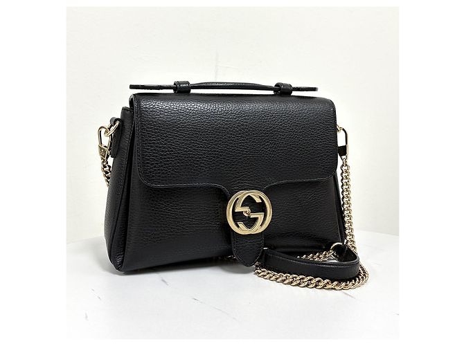 Gucci Borsa a tracolla con catena e manico superiore Interlocking Nera Nero - vista 3