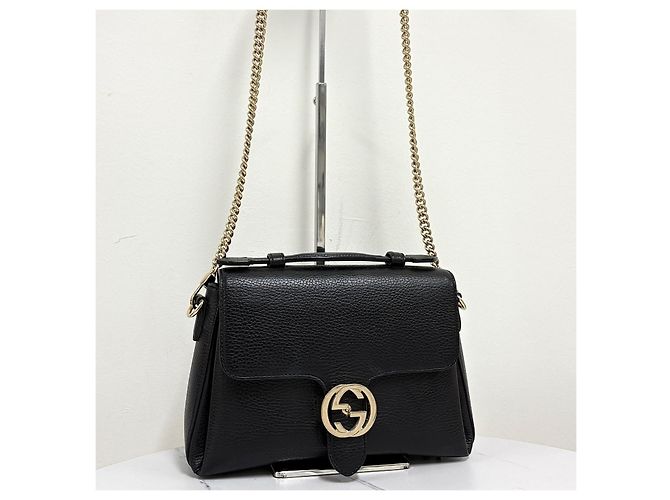 Gucci Borsa a tracolla con catena e manico superiore Interlocking Nera Nero - vista 5