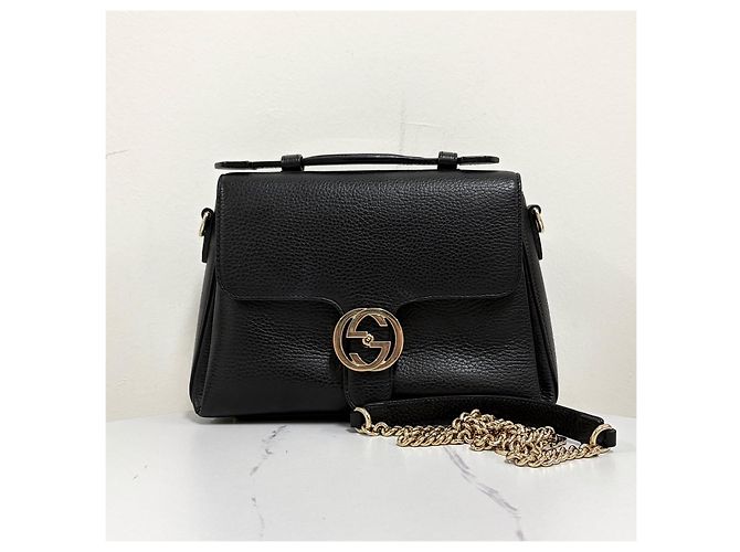 Gucci Borsa a tracolla con catena e manico superiore Interlocking Nera Nero - vista 6