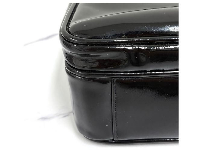 Chanel Borsa a Tracolla in Vernice con Catena Nera Nero - vista 10