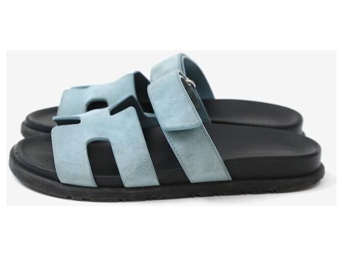 Hermès Sandali Sifre Suede Blue Celeste - vista 3
