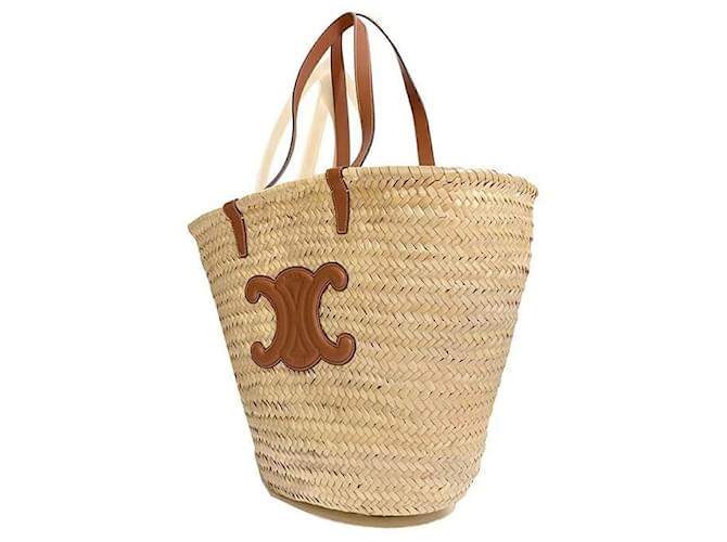 Céline Raffia Triumph Panier Large Marrone - vista 2