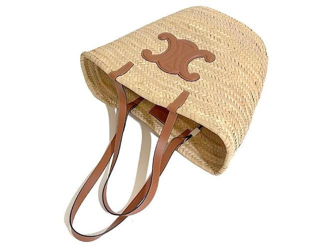 Céline Raffia Triumph Panier Large Marrone - vista 4