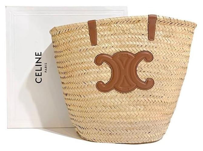 Céline Raffia Triumph Panier Large Marrone - vista 9