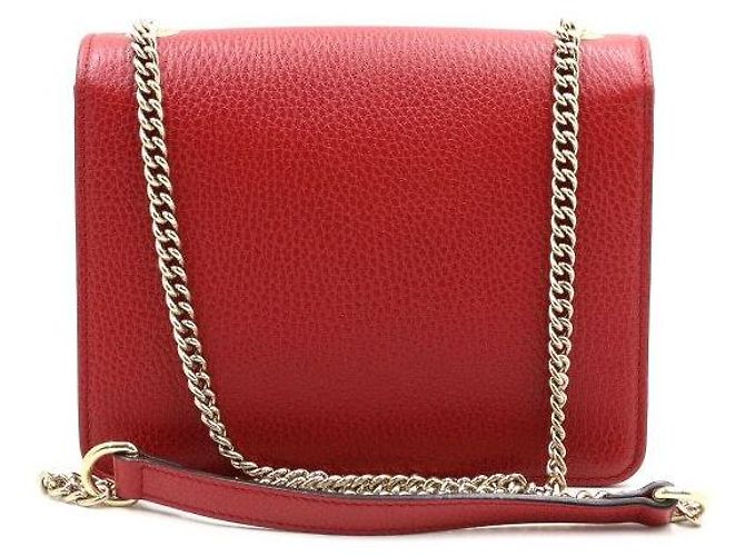 Gucci Bolsa de ombro pequena vermelha com elos entrelaçados e corrente dourada Vermelho - vista 4