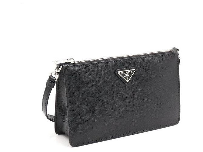 Prada Mini borsa a tracolla in pelle Saffiano nera - vista 3