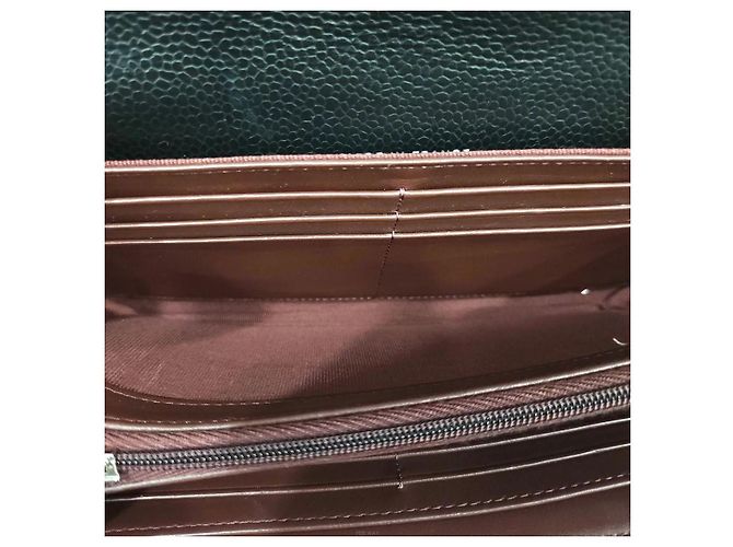 Chanel Cartera larga Classic Flap con botón a presión Caviar Black Silver Hardware - vista 8