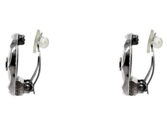 Chanel Runde CC Metallic Silver Ohrringe Silber - Ansicht 2