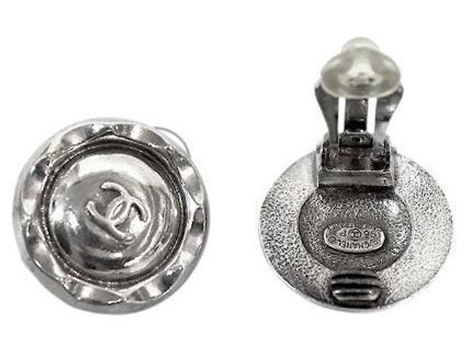 Chanel Runde CC Metallic Silver Ohrringe Silber - Ansicht 4