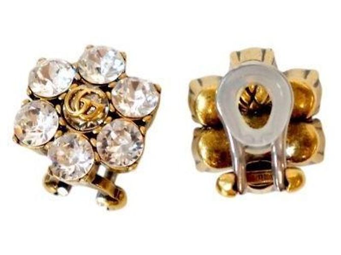 Gucci Brincos Crystal Double Gold - vista 4