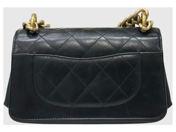 Chanel Bolsa de aba acolchoada com corrente dourada Series Preto - vista 9