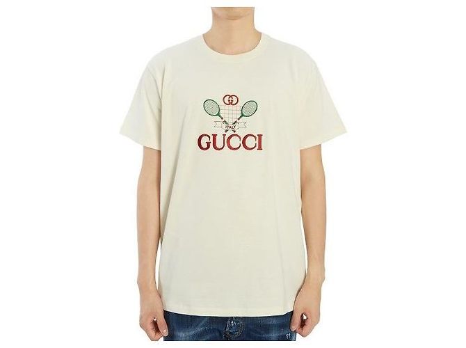 Gucci Besticktes Tennis T-Shirt mit kurzen Ärmeln Weiß - Ansicht 7