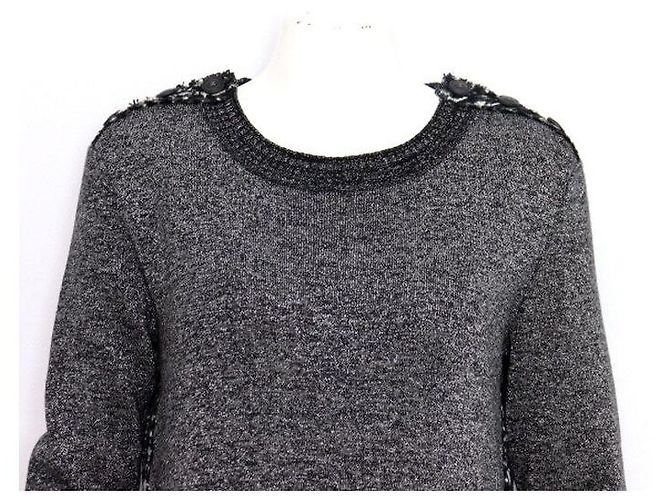 Chanel Vestido de mezcla de cachemir para mujer Season CC Logo Button Rain Negro - vista 2