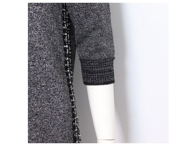 Chanel Vestido de mezcla de cachemir para mujer Season CC Logo Button Rain Negro - vista 3