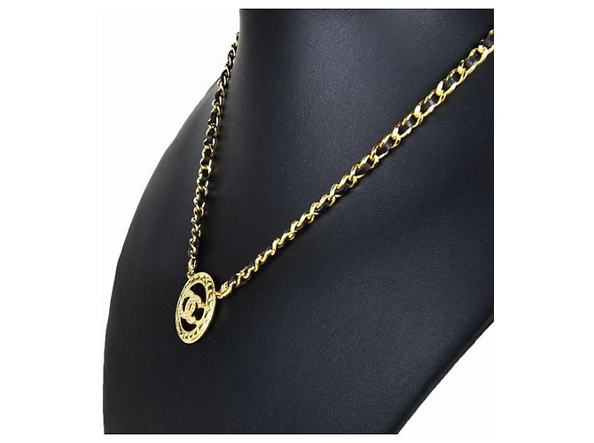 Chanel Runde Lederkettenhalskette Schwarz - Ansicht 2