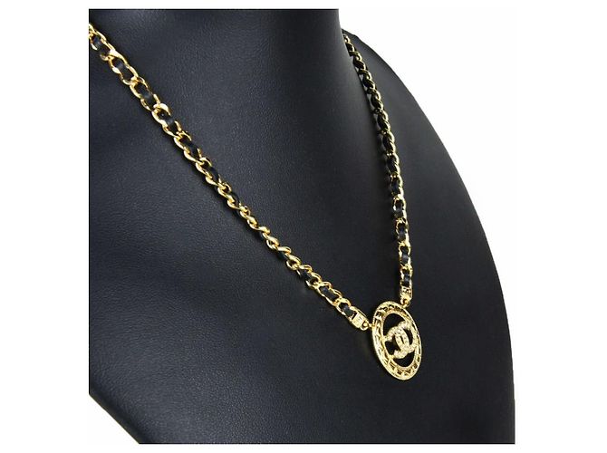 Chanel Runde Lederkettenhalskette Schwarz - Ansicht 3
