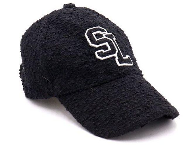 Saint Laurent Boucle Tweed Wool SL Logo Baseball Cap Schwarz - Ansicht 2