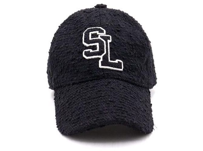 Saint Laurent Boucle Tweed Wool SL Logo Baseball Cap Schwarz - Ansicht 3