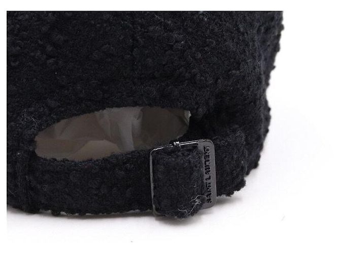 Saint Laurent Boucle Tweed Wool SL Logo Baseball Cap Schwarz - Ansicht 5