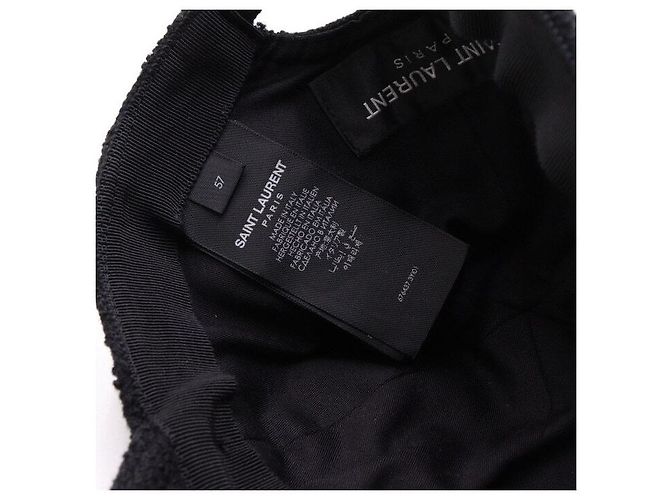 Saint Laurent Boucle Tweed Wool SL Logo Baseball Cap Schwarz - Ansicht 6