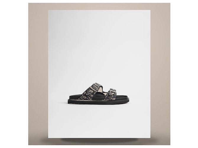 Dior Sandalias Aqua Beige Black Oblique Jacquard - vista 2