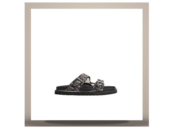 Dior Sandalias Aqua Beige Black Oblique Jacquard - vista 3