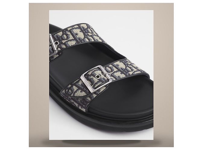 Dior Sandalias Aqua Beige Black Oblique Jacquard - vista 5