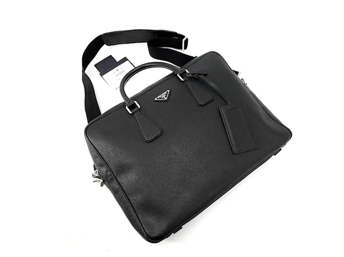 Prada Porte-documents Saffiano Noir - vue 2