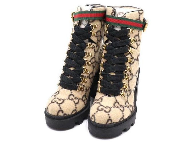 Gucci Botines de lana beige para mujer - vista 3