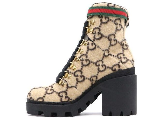 Gucci Botines de lana beige para mujer - vista 4