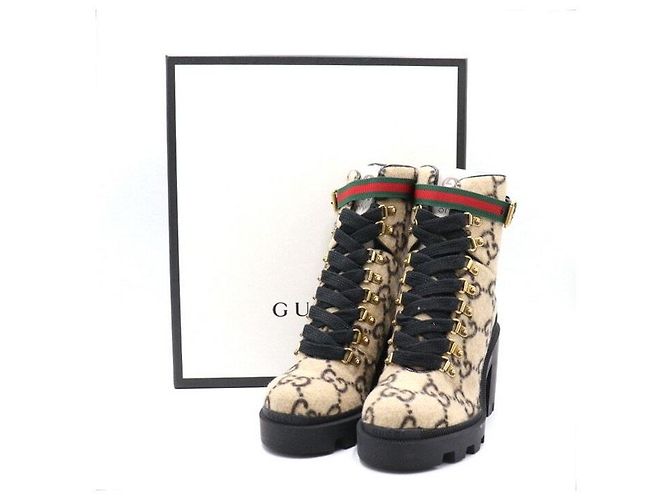 Gucci Botines de lana beige para mujer - vista 7