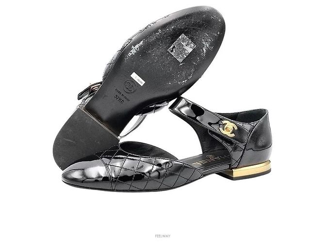 Chanel Ballerine Mary Jane in vernice Nero - vista 2