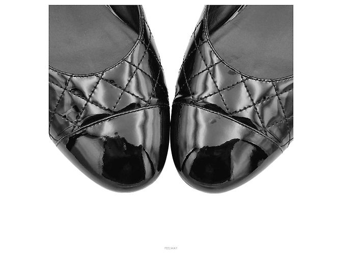 Chanel Ballerine Mary Jane in vernice Nero - vista 3