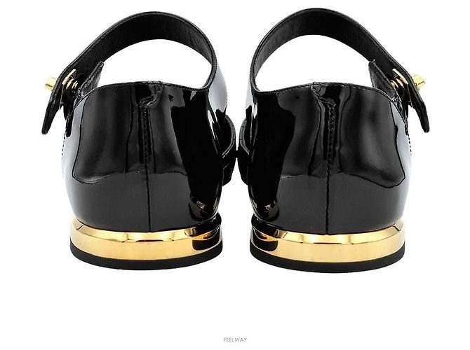 Chanel Ballerine Mary Jane in vernice Nero - vista 4