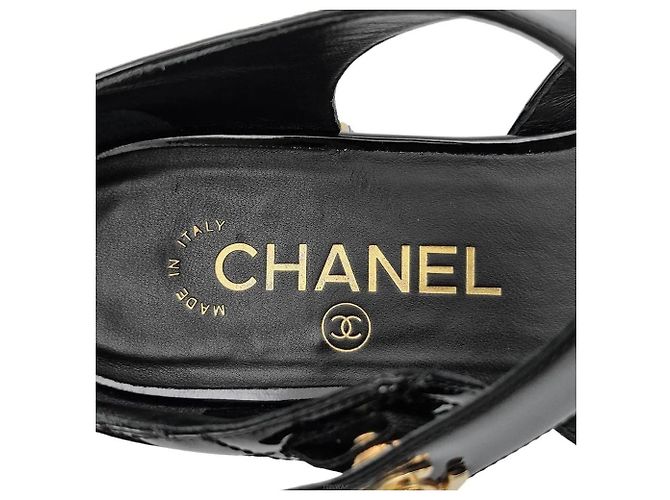 Chanel Ballerine Mary Jane in vernice Nero - vista 5