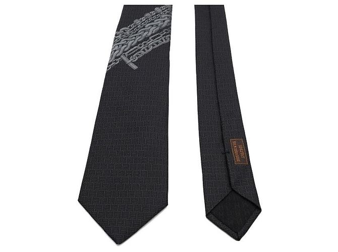 Hermès Cravatta Heavy Metal in seta nera Nero - vista 3