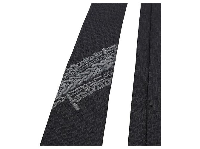 Hermès Cravatta Heavy Metal in seta nera Nero - vista 4