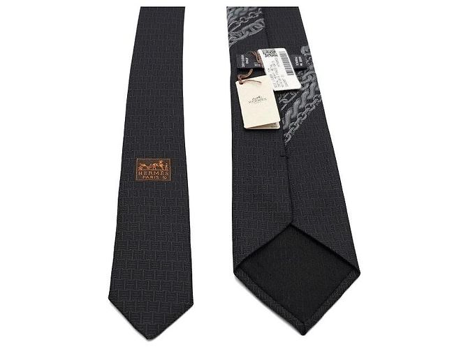 Hermès Cravatta Heavy Metal in seta nera Nero - vista 6