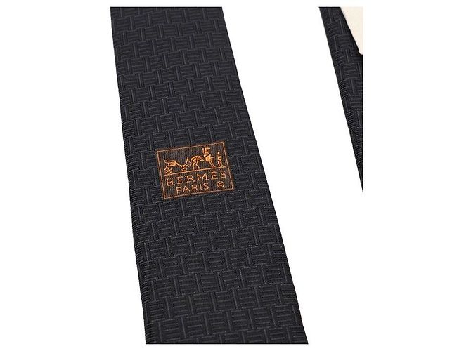 Hermès Cravatta Heavy Metal in seta nera Nero - vista 7