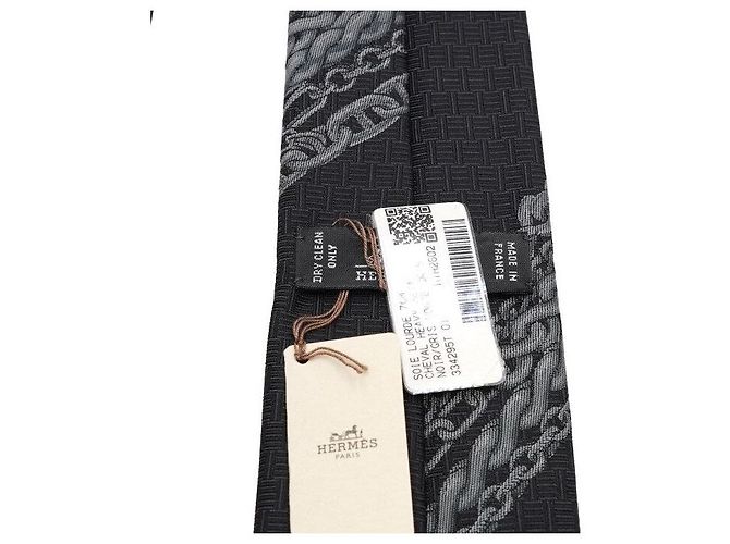 Hermès Cravatta Heavy Metal in seta nera Nero - vista 8