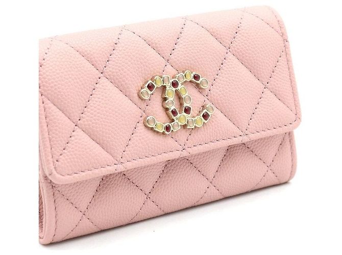 Chanel Cartera Classic Small de piel Caviar rosa con CC dorado - vista 4