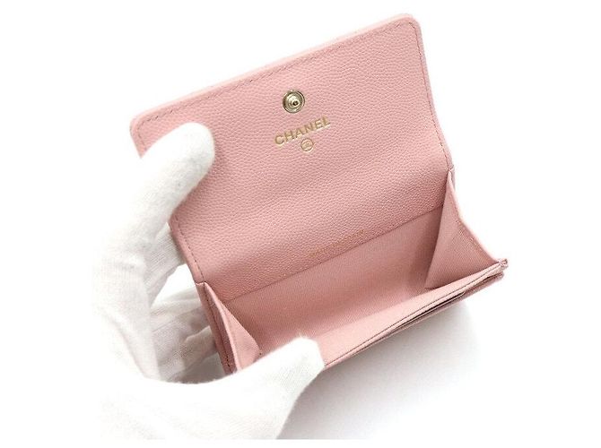 Chanel Cartera Classic Small de piel Caviar rosa con CC dorado - vista 5