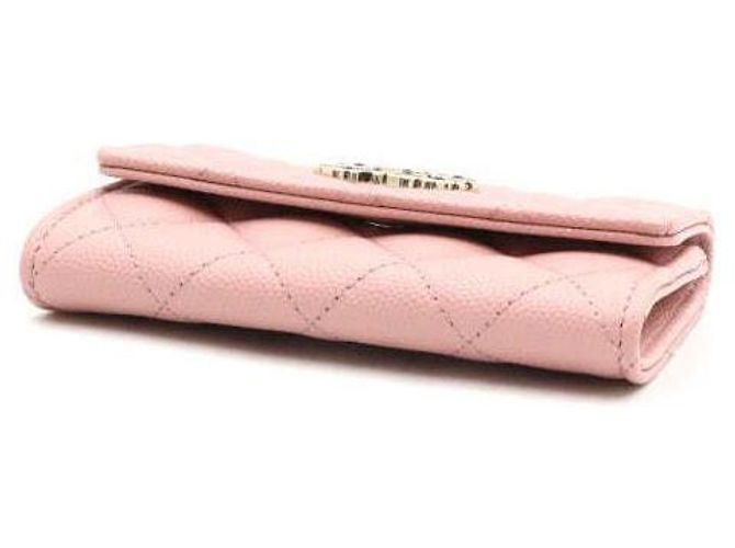 Chanel Cartera Classic Small de piel Caviar rosa con CC dorado - vista 7