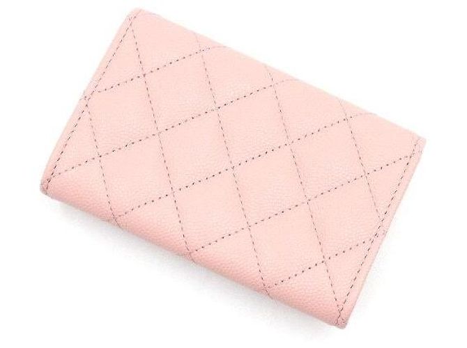 Chanel Cartera Classic Small de piel Caviar rosa con CC dorado - vista 8