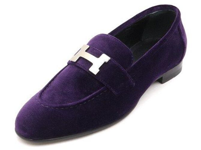 Hermès Mocassini da donna Violet Ponse Velvet Paris Porpora - vista 2