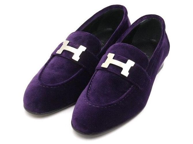 Hermès Mocassini da donna Violet Ponse Velvet Paris Porpora - vista 3