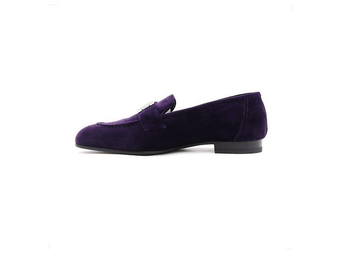 Hermès Mocassini da donna Violet Ponse Velvet Paris Porpora - vista 4